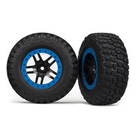 T/XAS  TYRE & WHEEL GLUED (SCT SS BLK/BLUE 4WD)