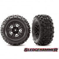 TRAXXAS T&W, ASSMB, (BLACK 2.8' WHEELS, SLEDGEHAMMER TIRES (2)"