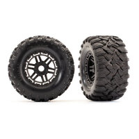 TRAXXAS BLK WHEELS, MAXX ALL-TERRAIN TIRES, FOAM INSERTS (2) (17MM SPLINED) (TSM RATED)"