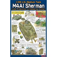 Asuka 1/35 U.S. Medium Tank M4A1 Sherman (Late Production w/ Hedgerow Cutter) Plastic Model Kit