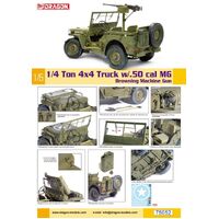 Dragon 1/6 US 1/4-Ton 4X4 Truck w/ M2 .50-Cal MG Plastic Model Kit