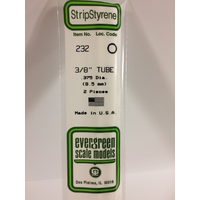 Evergreen White Polystyrene Tube 0.375 x 14" / 9.5mm x 36cm (2)