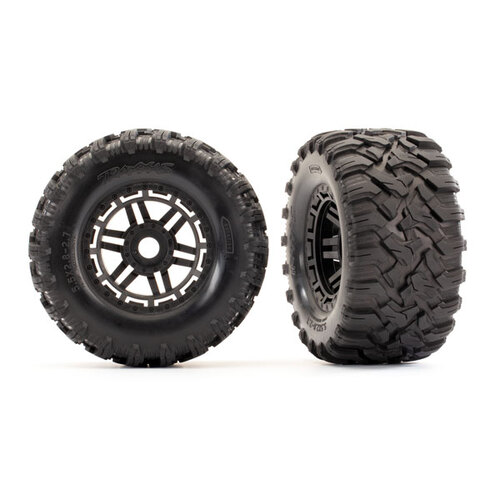 TRAXXAS BLK WHEELS, MAXX ALL-TERRAIN TIRES, FOAM INSERTS (2) (17MM SPLINED) (TSM RATED)"