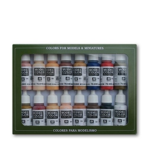 Vallejo Model Colour Face & Skin Colors 16 Colour Acrylic Paint Set [70125]