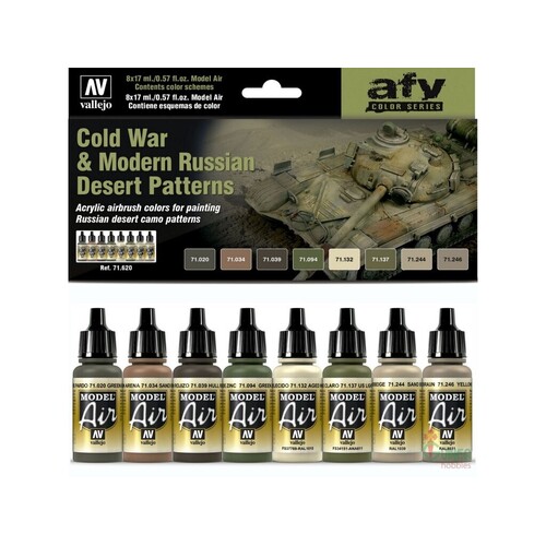 Vallejo Model Air Cold War & Modern Russian Desert Patterns 8 Colour Acrylic Paint Set [71620]