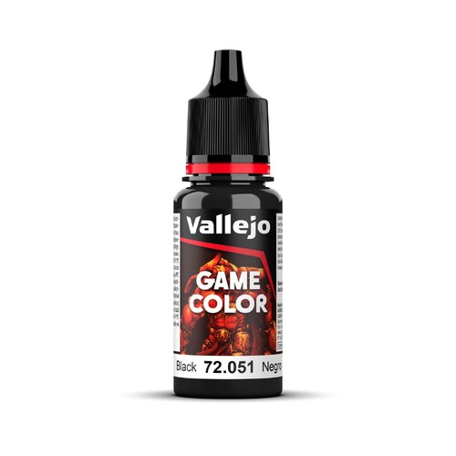 Vallejo Game Colour Black 18ml Acrylic Paint - New Formulation