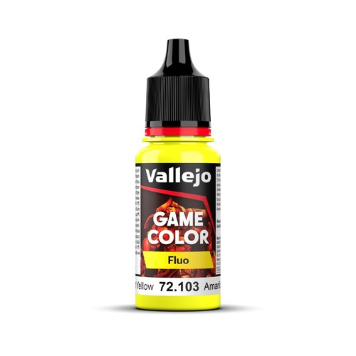 Vallejo Game Colour Fluorescent Yellow 18ml Acrylic Paint - New Formulation