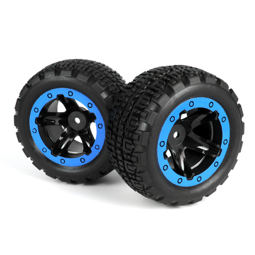 Blackzon Slyder MT Wheels/Tyres Assembled (Black/Blue) [540109]