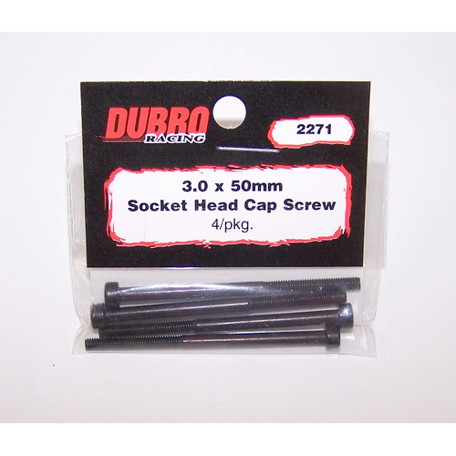 DUBRO 2271 3.0MM X 50 SOCKET-HEAD CAP SCREWS (4 PCS/PACK)