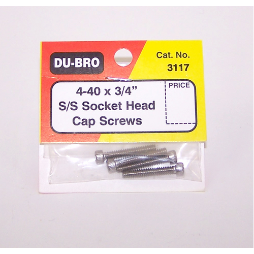 DUBRO 3117 SS 4-40 X 3/4in SCKT HD CAP SCWS (4 PCS PER PACK)