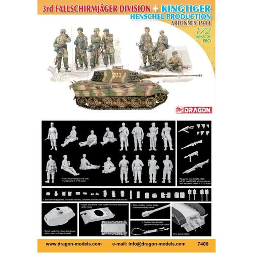 Dragon 1/72 3rd FJ Division + Kingtiger Henschel Plastic Model Kit