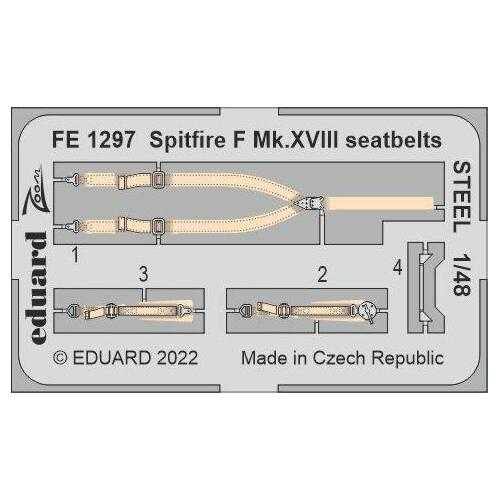 Eduard 1/48 Spitfire F Mk.XVIII seatbelts Steel Photo etched parts [FE1297]