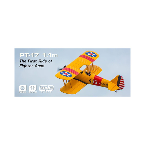 E-Flite Pt-17 RC Plane, 1.1M, Bnf Basic - Efl3350