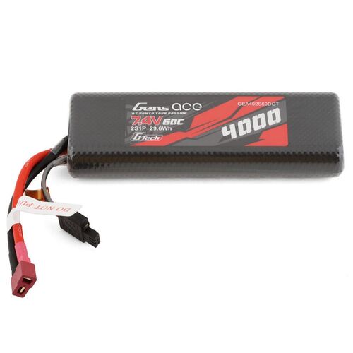 Gens Ace G-Tech 2S 4000mAh 60C 7.4V Oval Hardcase Lipo Battery (Deans)