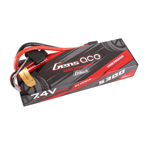 Gens Ace G-Tech 2S 5300mAh 60C 7.4V Hardcase/Hardwired Lipo Battery (1TO3)