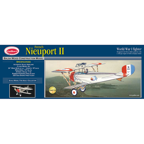 Guillow's Nieuport II - Laser Cut Balsa Plane Model Kit