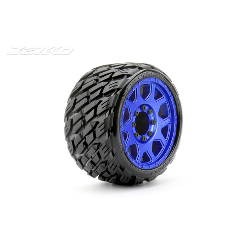 Jetko 1/8 SGT 3.8 EX-ROCKFORM Tyres (Claw Rim/Metal Blue/Med Soft/Belted/17mm 0 o/s) [1603CLMSGBB1]