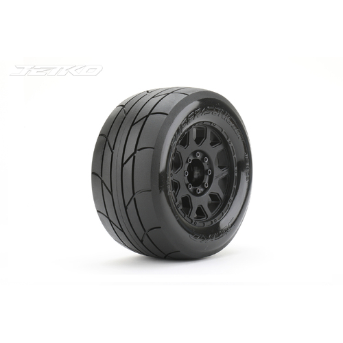 Jetko 1/8 MT 3.8 EX-SUPER SONIC Tyres (Claw Rim/Black/Med Soft/Belted/17mm 0 o/s) [1804CBMSGBB1]