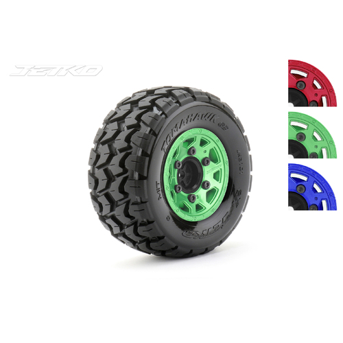 Jetko 1/10 SC EX-TOMAHAWK Tyres (Claw Rim/Metal Green/Medium Soft/12mm 0 o/s) [3101CGMSGNB1]