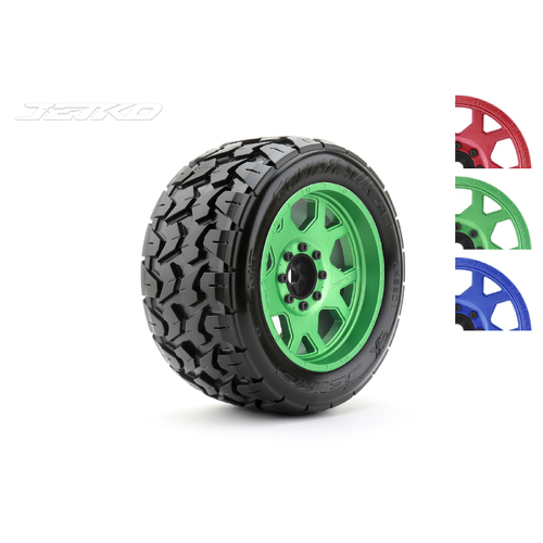 Jetko 1/5 XMT EX-TOMAHAWK Tyres (Claw Rim/Metal Green/Medium Soft/Belted/24mm) [5801CGMSGBB2]