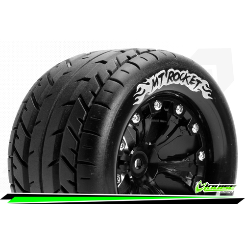 MFT MAXX MT-CYCLONE MONSTER TRUCK TIRE SOFT / 1/2 OFFSET BEAD-LOCK BLACK RIM HEX 17mm / MOUNTED