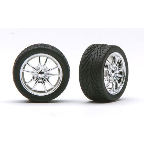 Pegasus 1/24 "M5'S" Rims W/Tires Chrome for Scale Models [1281]