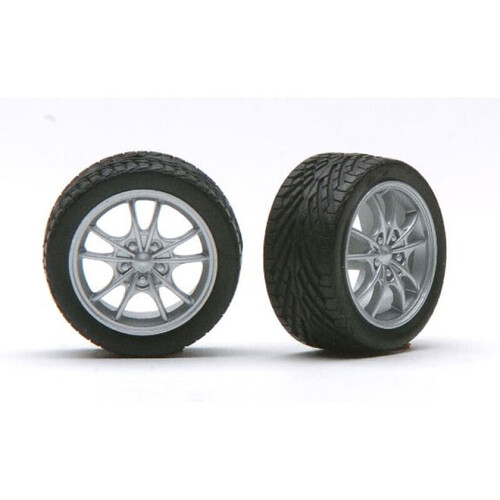 Pegasus 1/24 "M5'S" Rims W/Tires Silver for Scale Models [1282]