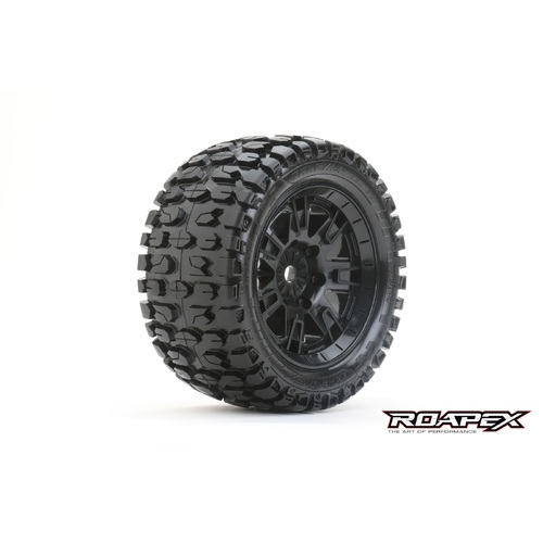 TRACKER BELTED TRAXXAS X-MAXX MT TRUCK TIRE BLACK WHEEL WITH 24MM HEX MOUNTED