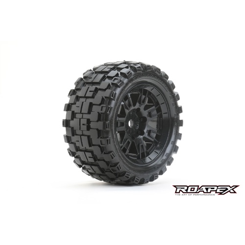 RHYTHM BELTED TRAXXAS X-MAXX MT TRUCK TIRE BLACK WHEEL WITH 24MM HEX MOUNTED