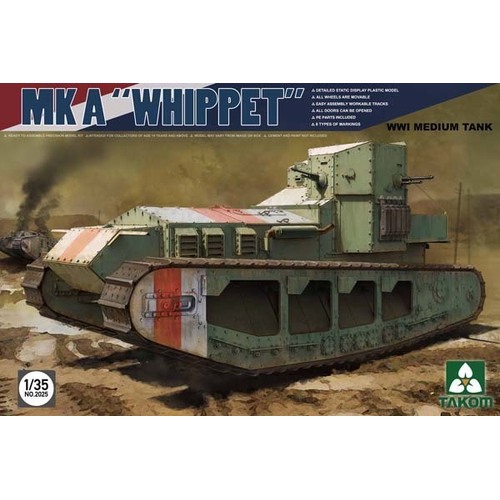 Takom 1/35 WWI Medium Tank Mk A Whippet Tank Plastic Model Kit