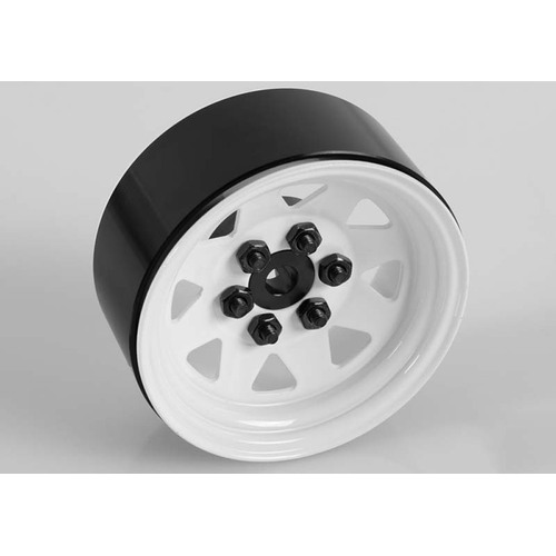 6 Lug Wagon 1.9" Steel Stamped Beadlock Wheels (White)